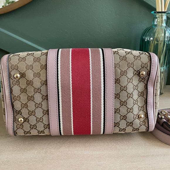 ❌SOLD❌Gucci Boston GG Supreme Canvas Lt Pink Nude Bag 2 - Picture 4 of 13
